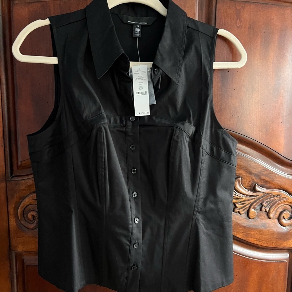 WHBM Petite sleeveless poplin corset shirt- size 12P - Picture 4 of 6